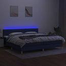 vidaXL kék szövet rugós és LED-es ágy matraccal 200 x 200 cm