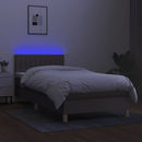 vidaXL tópszínű szövet rugós és LED-es ágy matraccal 90x190 cm