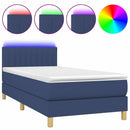 vidaXL kék szövet rugós és LED-es ágy matraccal 90x190 cm