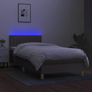 vidaXL tópszínű szövet rugós és LED-es ágy matraccal 90x200 cm