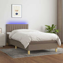 vidaXL tópszínű szövet rugós és LED-es ágy matraccal 90x200 cm
