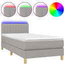 vidaXL világosszürke szövet rugós és LED-es ágy matraccal 100x200 cm