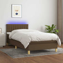 vidaXL barna szövet rugós és LED-es ágy matraccal 100x200 cm