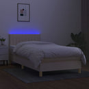 vidaXL krémszínű szövet rugós és LED-es ágy matraccal 100x200 cm