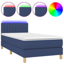 vidaXL kék szövet rugós és LED-es ágy matraccal 100x200 cm