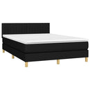 vidaXL fekete szövet rugós és LED-es ágy matraccal 140x190 cm