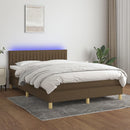 vidaXL barna szövet rugós és LED-es ágy matraccal 140x190 cm