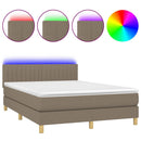 vidaXL tópszínű szövet rugós és LED-es ágy matraccal 140x190cm