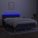 vidaXL kék szövet rugós és LED-es ágy matraccal 140x190 cm