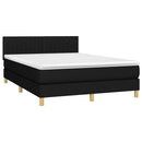 vidaXL fekete szövet rugós és LED-es ágy matraccal 140x200 cm
