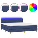 vidaXL kék szövet rugós és LED-es ágy matraccal 160x200 cm