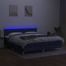 vidaXL kék szövet rugós és LED-es ágy matraccal 160x200 cm