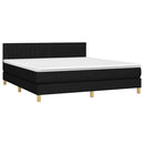 vidaXL fekete szövet rugós és LED-es ágy matraccal 180 x 200 cm