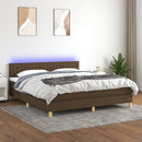 vidaXL barna szövet rugós és LED-es ágy matraccal 180 x 200 cm