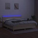 vidaXL krémszínű szövet rugós és LED-es ágy matraccal 180 x 200 cm
