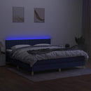 vidaXL kék szövet rugós és LED-es ágy matraccal 180 x 200 cm