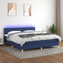 vidaXL kék szövet rugós és LED-es ágy matraccal 180 x 200 cm