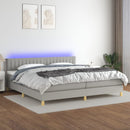 vidaXL világosszürke szövet rugós és LED-es ágy matraccal 200x200 cm