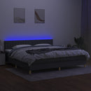 vidaXL sötétszürke szövet rugós és LED-es ágy matraccal 200x200 cm