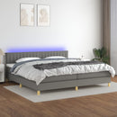 vidaXL sötétszürke szövet rugós és LED-es ágy matraccal 200x200 cm