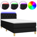 vidaXL fekete szövet rugós és LED-es ágy matraccal 80 x 200 cm