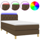 vidaXL barna szövet rugós és LED-es ágy matraccal 80 x 200 cm