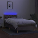 vidaXL tópszínű szövet rugós és LED-es ágy matraccal 90x190 cm
