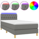 vidaXL sötétszürke szövet rugós és LED-es ágy matraccal 90x200 cm