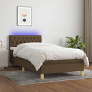 vidaXL barna szövet rugós és LED-es ágy matraccal 90x200 cm