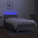 vidaXL világosszürke szövet rugós és LED-es ágy matraccal 100x200 cm