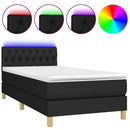 vidaXL fekete szövet rugós és LED-es ágy matraccal 100x200 cm