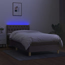vidaXL tópszínű szövet rugós és LED-es ágy matraccal 100x200 cm