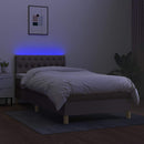 vidaXL tópszínű szövet rugós és LED-es ágy matraccal 100x200 cm