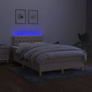vidaXL krémszínű szövet rugós és LED-es ágy matraccal 120 x 200 cm
