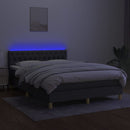 vidaXL sötétszürke szövet rugós és LED-es ágy matraccal 140x190 cm