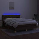 vidaXL barna szövet rugós és LED-es ágy matraccal 140x190 cm