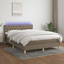 vidaXL tópszínű szövet rugós és LED-es ágy matraccal 140x190cm
