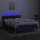 vidaXL kék szövet rugós és LED-es ágy matraccal 140x190 cm