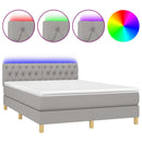 vidaXL világosszürke szövet rugós és LED-es ágy matraccal 140x200 cm