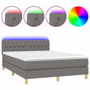 vidaXL sötétszürke szövet rugós és LED-es ágy matraccal 140x200 cm