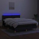 vidaXL fekete szövet rugós és LED-es ágy matraccal 140x200 cm