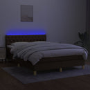 vidaXL barna szövet rugós és LED-es ágy matraccal 140x200 cm
