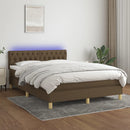 vidaXL barna szövet rugós és LED-es ágy matraccal 140x200 cm