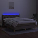 vidaXL tópszínű szövet rugós és LED-es ágy matraccal 140x200 cm