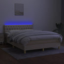 vidaXL krémszínű szövet rugós és LED-es ágy matraccal 140x200 cm