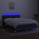 vidaXL kék szövet rugós és LED-es ágy matraccal 140x200 cm