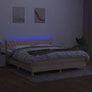 vidaXL krémszínű szövet rugós és LED-es ágy matraccal 160x200 cm
