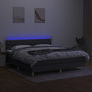 vidaXL sötétszürke szövet rugós és LED-es ágy matraccal 180 x 200 cm