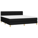 vidaXL fekete szövet rugós és LED-es ágy matraccal 180 x 200 cm