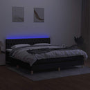 vidaXL fekete szövet rugós és LED-es ágy matraccal 180 x 200 cm